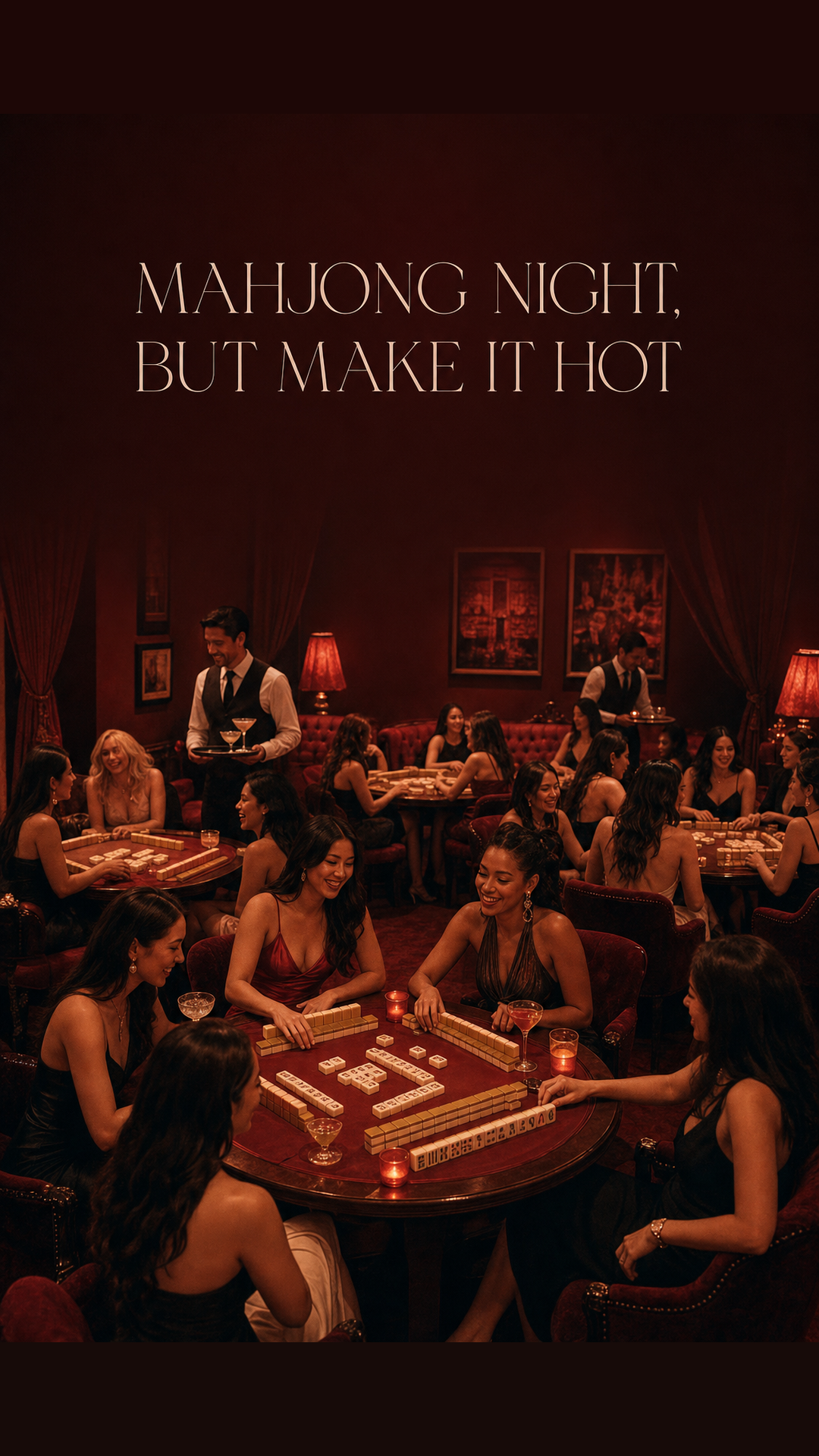 A candlelit mahjong table at Mahj House
